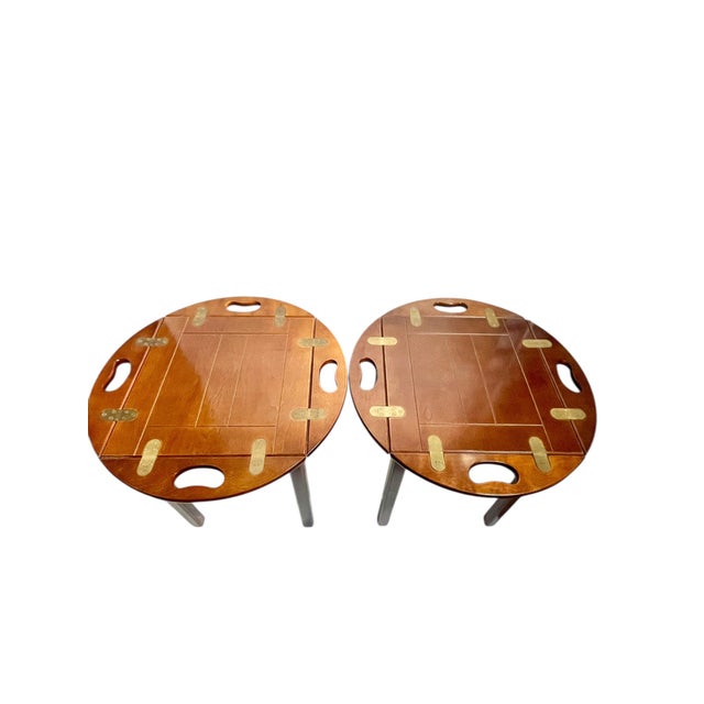 Pair Vintage Bombay Company Georgian Style Mahogany Butler’s Tray Tables For Sale - Image 15 of 18