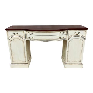 Vintage Hand Painted Mahogany Pedestal Sideboard For Sale
