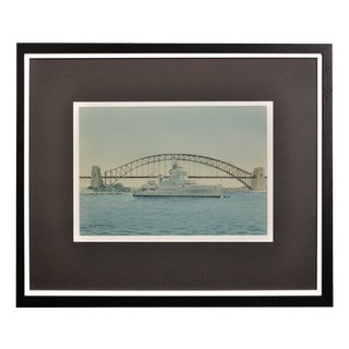Eric Tufnell, HMS Newcastle in Sydney Harbour, 1956, Watercolour, Framed For Sale