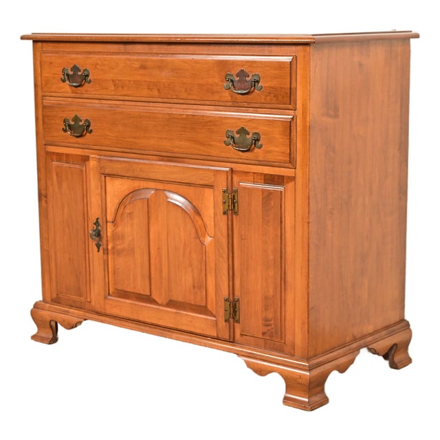 Kling American Colonial Solid Maple Server or Bar Cabinet, Circa 1960s For Sale