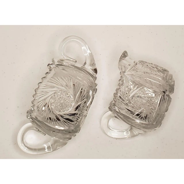 1900 - 1909 Antique Creamer and Sugar Set American Brilliant Period Cut Glass- a Pair For Sale - Image 5 of 9