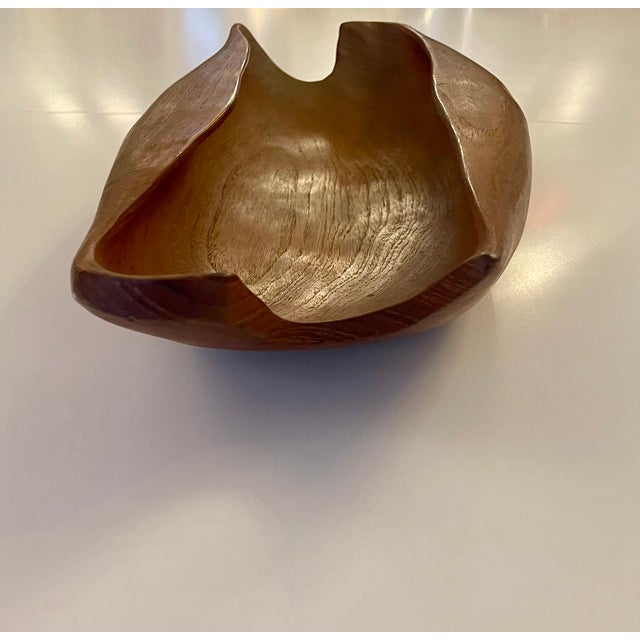 1950s Sculptural Wooden Bowl in Teak, 1950 For Sale - Image 5 of 10