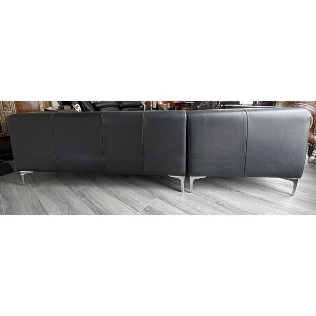 Animal Skin Design Within Reach Leather Sectional Couch For Sale - Image 7 of 10