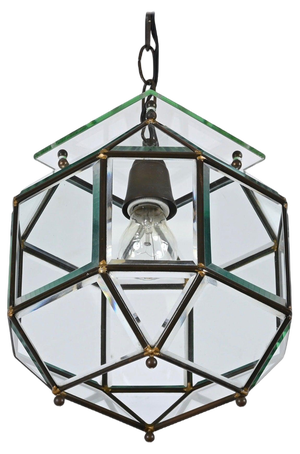Italian Glass and Brass Lantern by Fontana Arte, 1950s