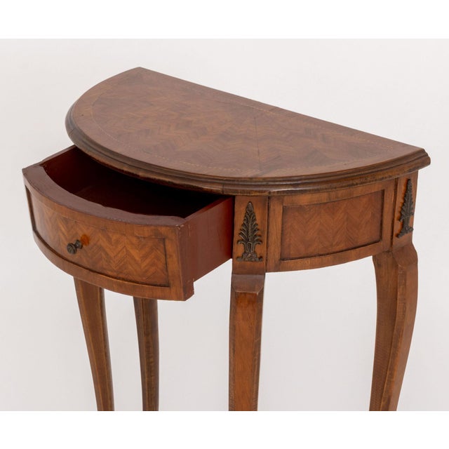 Late 20th Century Louis XV Style Demilune Walnut Console Table For Sale - Image 5 of 8