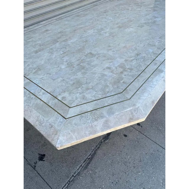 1980s Maitland Smith Tessellated Stone and Brass Dining Table For Sale - Image 10 of 13