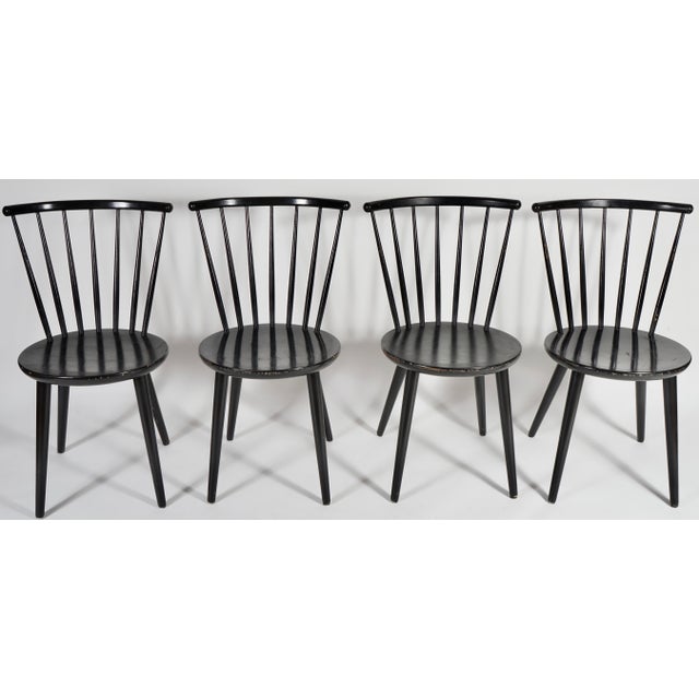 Mid-Century Modern Spindle Back Dining Chairs in the Style of Ilmari Tapiovaara, 1960s, Set of 4 For Sale - Image 3 of 8