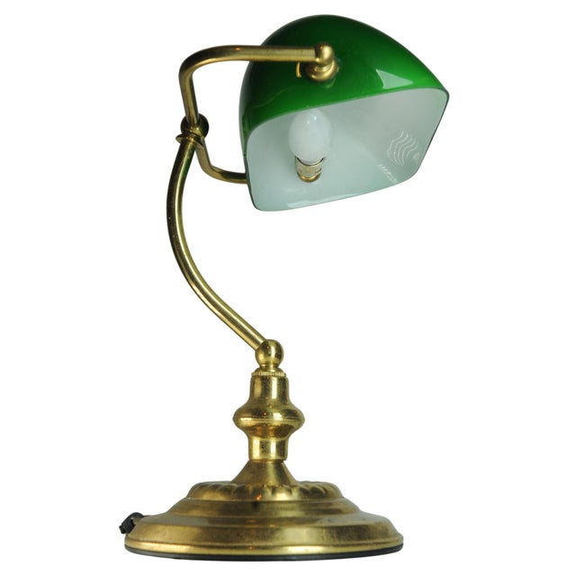 Victorian Student Desk Lamp with Racing Green Glass Shade and Switch For Sale - Image 13 of 14