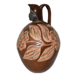 Large Vintage 1997 Folk Art Pottery Chulucanas Peru Round Woman Terracotta Handmade Vessel by Flavio Sosa