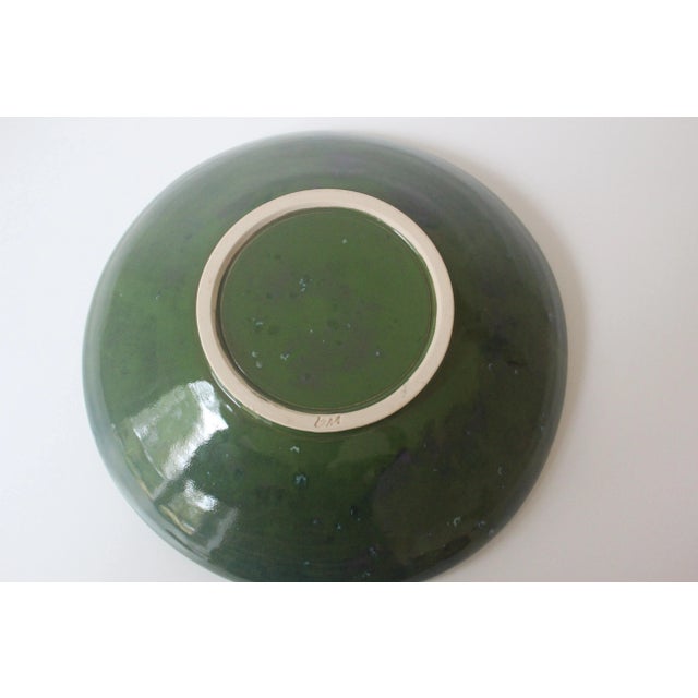 Mid-Century Modern Large Shallow Studio Pottery Bowl With Drip Glaze For Sale - Image 6 of 9