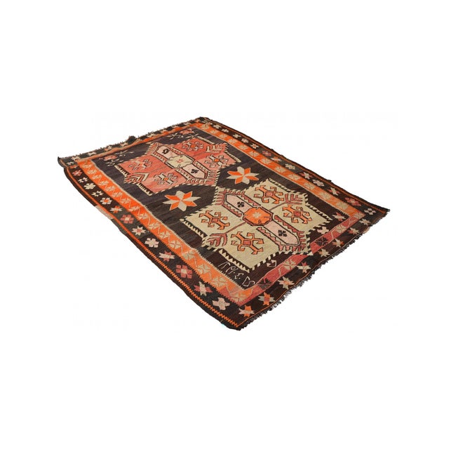 Vintage handwoven wool kilim rug from Kars region of Turkey. Approximatelly 50-60 years old. In very good condition. Rare...