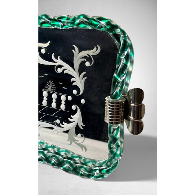 Murano Barovier Style Vanity Tray With Hand-Engraved Mirror 2 For Sale - Image 13 of 18