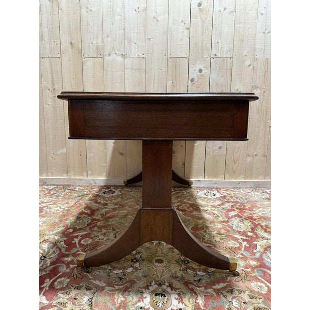 Wood English Style Mahogany Flat Desk For Sale - Image 7 of 9