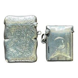 English Silver Matchboxes, 1800s, Set of 2 For Sale