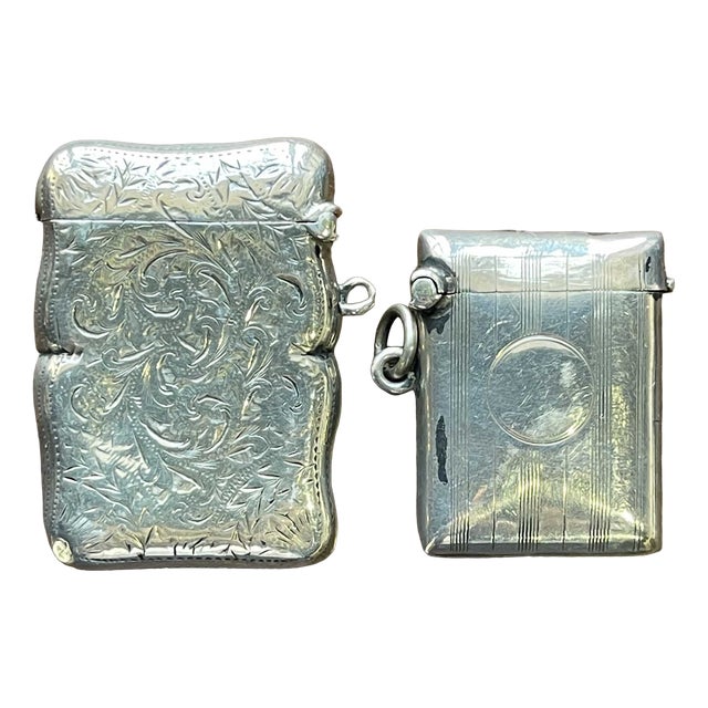 English Silver Matchboxes, 1800s, Set of 2 For Sale
