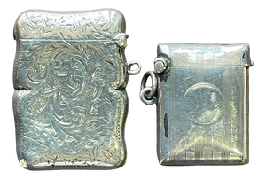 English Silver Matchboxes, 1800s, Set of 2