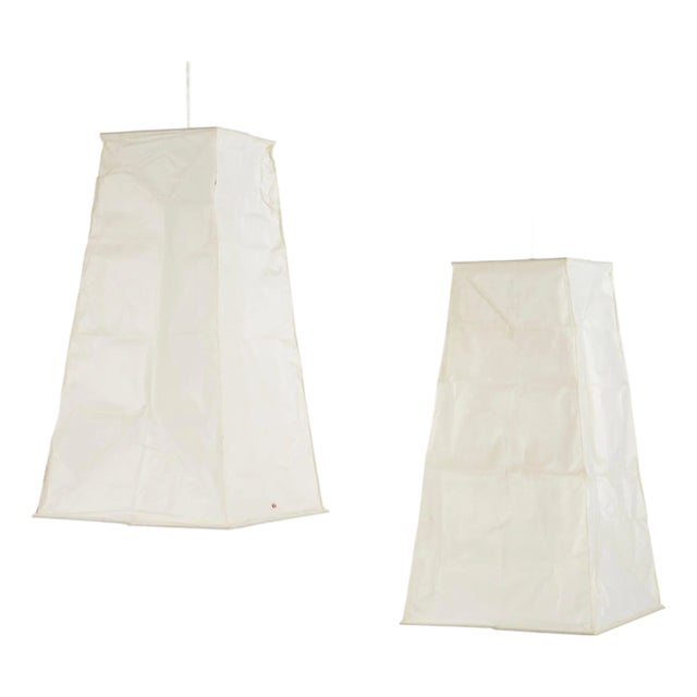 Pair of Isamu Noguchi Air of Akari Pendant Light Sculptures Model V2 For Sale