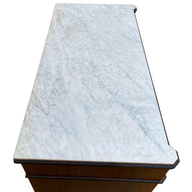 Wood Vintage Louis Philippe Chest of Drawers with Fitted White Marble Top, 1960s For Sale - Image 7 of 8
