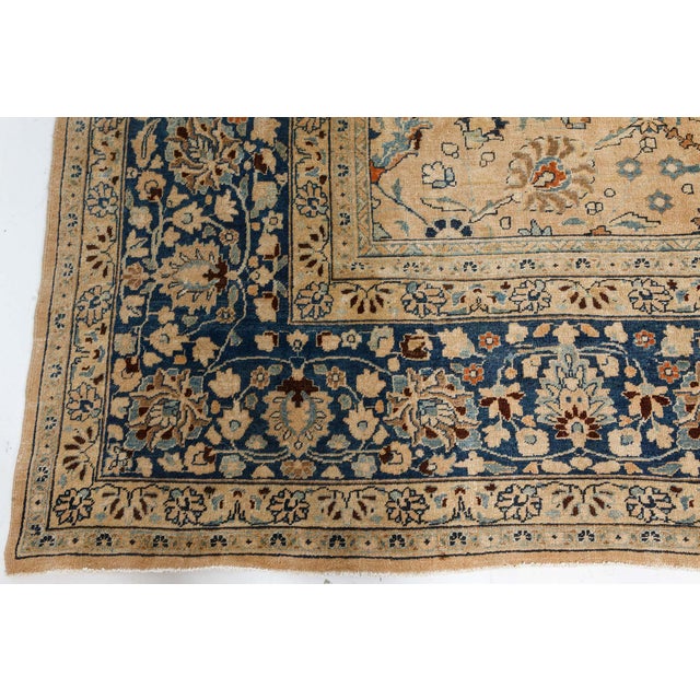 Textile Antique Khorassan Botanic Design Handmade Wool Rug For Sale - Image 7 of 8