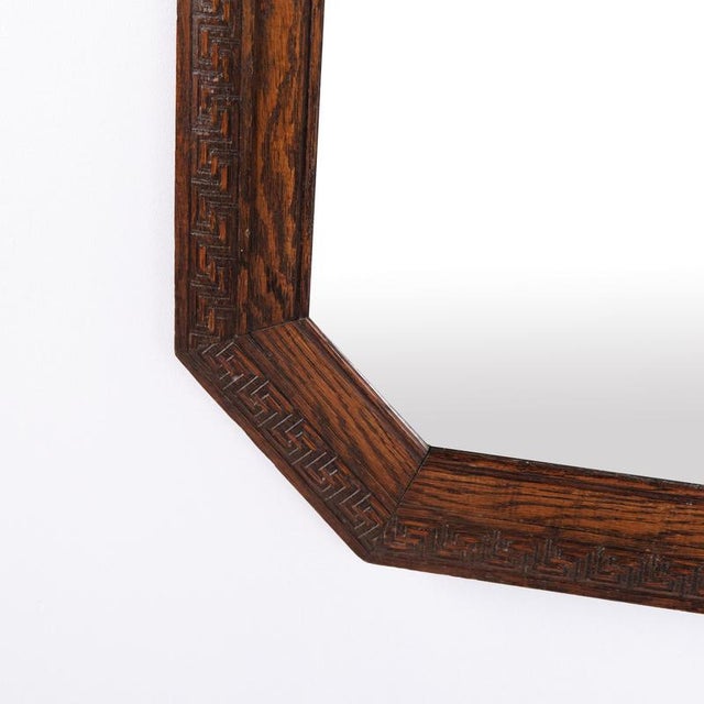 Rectangular Mirror with Carved Dark Oak Frame, 1940s For Sale - Image 4 of 8
