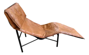 Tord Björklund, Brown Leather Chaise Lounge, 1970
