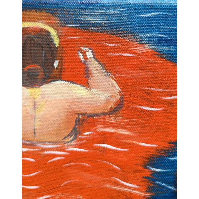 Moisés Villafuerte "Mujer Cruzando El Rio Bravo" Contemporary Figurative Seascape Painting, 2023 For Sale - Image 4 of 8