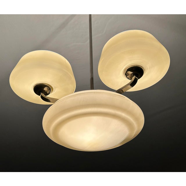 Metal Lage Art Deco Pendant Light in Glass, 1930s For Sale - Image 7 of 18