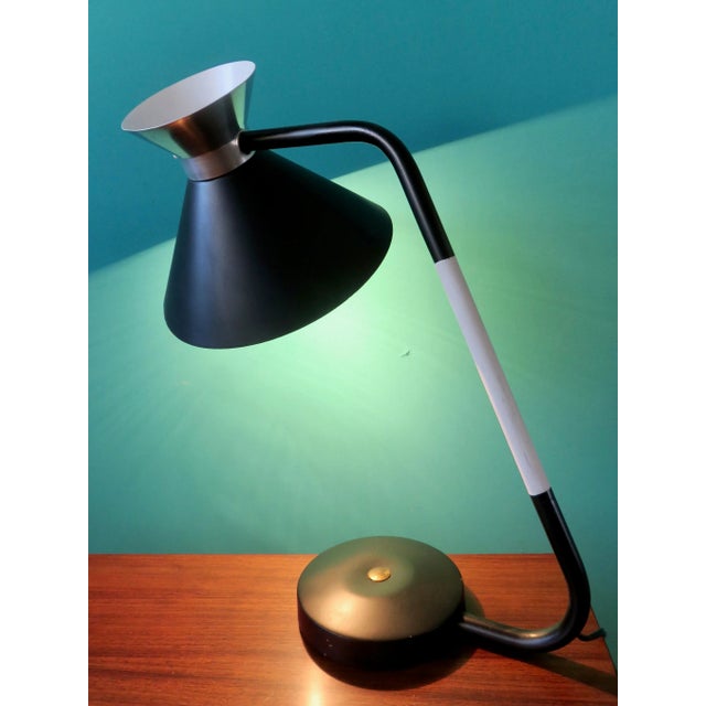 Modernist French Black and White Jumo Desk Lamp, 1950s, in Very Good conditions. Designed 1950 to 1959 I have official...