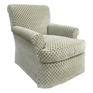 Modern Nancy Corzine Fully Upholstered Cut Velvet Club Chair For Sale