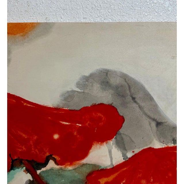 Kuo Yu Lun, Large Abstract Expressionist Lotus Flower Taiwanese Chinese Painting Kuo Yu-Lun, 1967 For Sale - Image 17 of 18