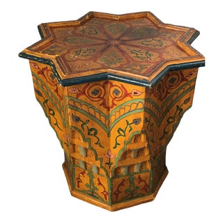 Moroccan Hand Painted Moorish Star Side Table For Sale