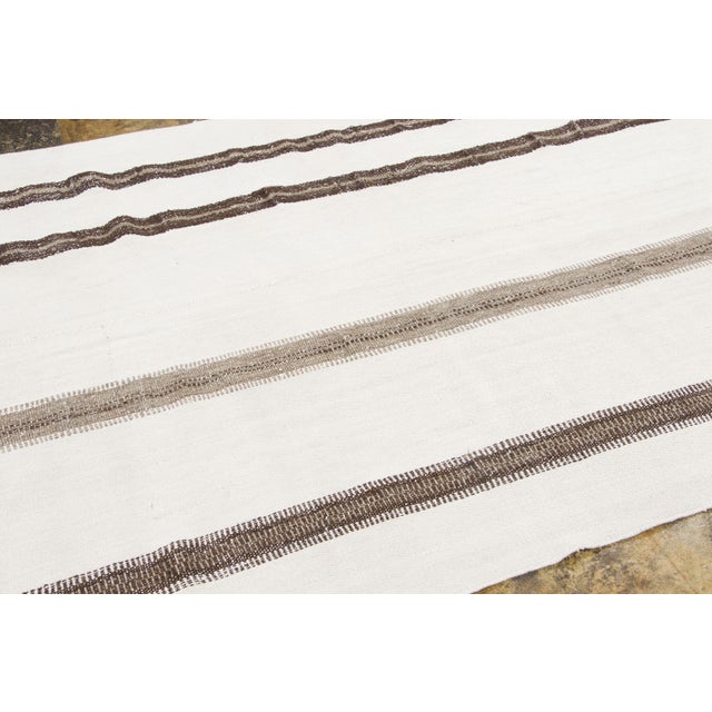 Traditional Vintage Turkish Kilim Hemp Rug With Grid Design by Rug & Kilim, 1950-1959 For Sale - Image 3 of 8
