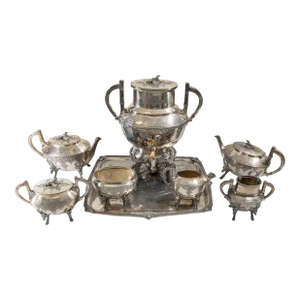 19th Century American Victorian Eastlake Silverplate Tea Set by Rogers Bros
