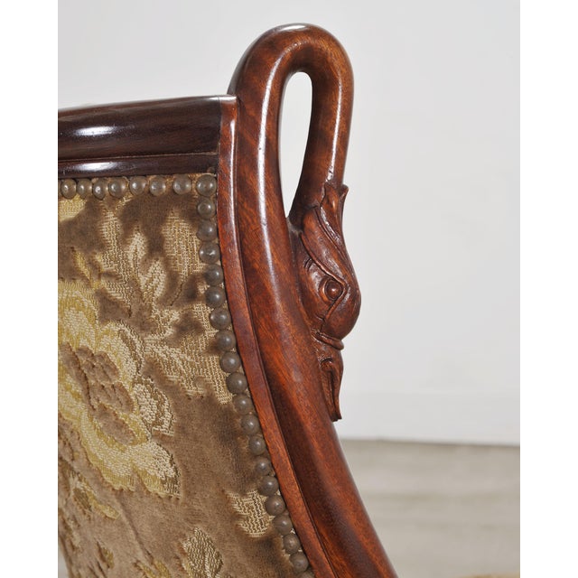 Set of Six French Empire Mahogany Swan Gondola Dining Chairs For Sale - Image 9 of 18