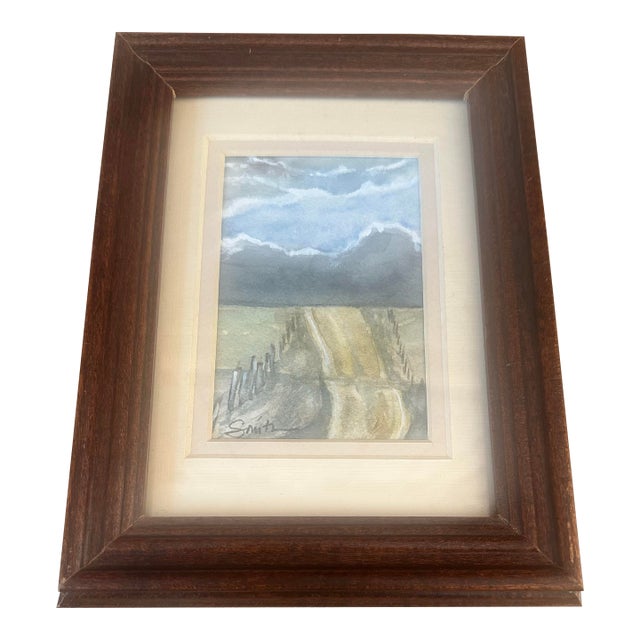 “Country Road” Framed Original Watercolor by Nancy Smith For Sale