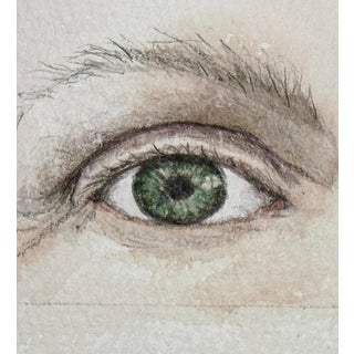 Original Watercolor Painting “Self Portrait Green Eye” For Sale
