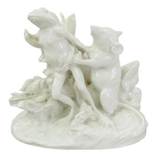 Antique Jean Gille Blanc de Chine Porcelain Rat and Toad Figural Group, 1865 For Sale