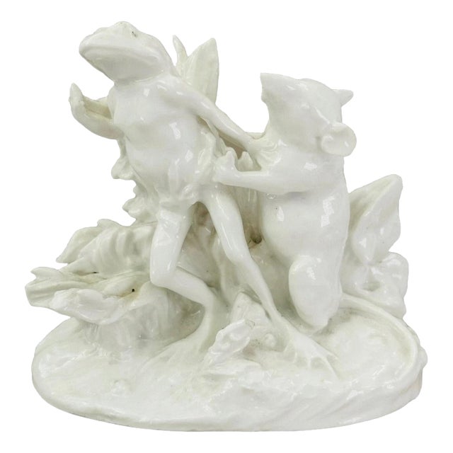 Antique Jean Gille Blanc de Chine Porcelain Rat and Toad Figural Group, 1865 For Sale