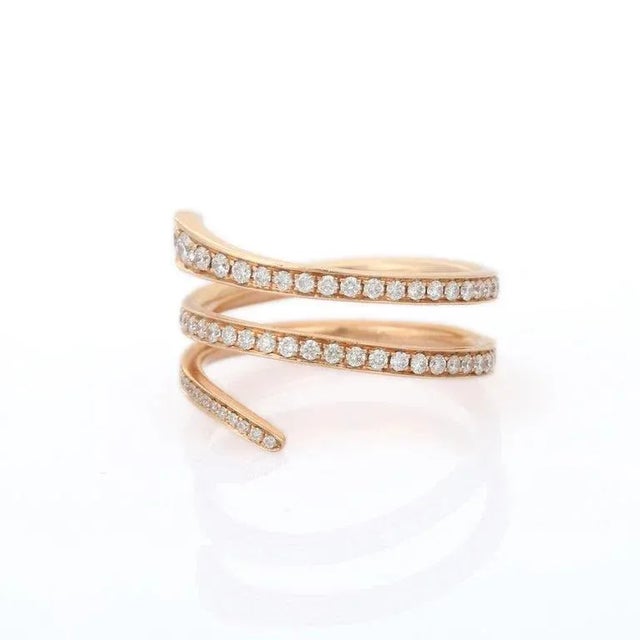 18k Solid Gold Pave Set Natural Diamond Serpent Wrap Ring Size 7 For Sale In New York - Image 6 of 16