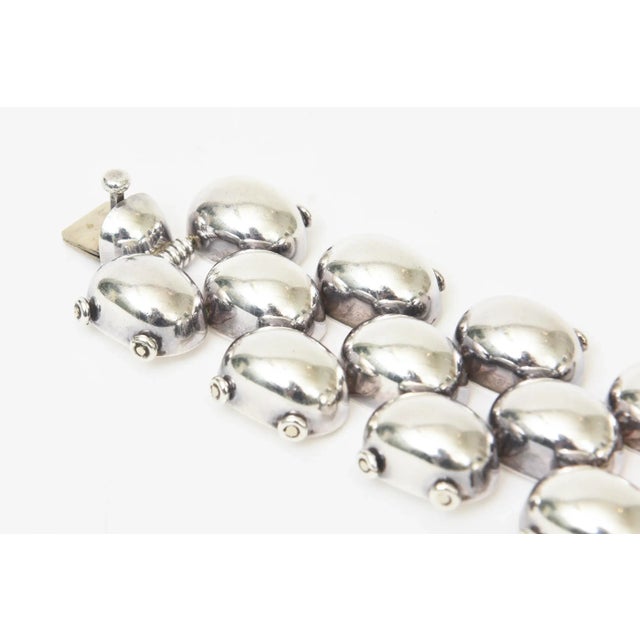 Metal Vintage Sterling Silver Ball Linked Cuff Bracelet Hallmarked, 1970's For Sale - Image 7 of 11