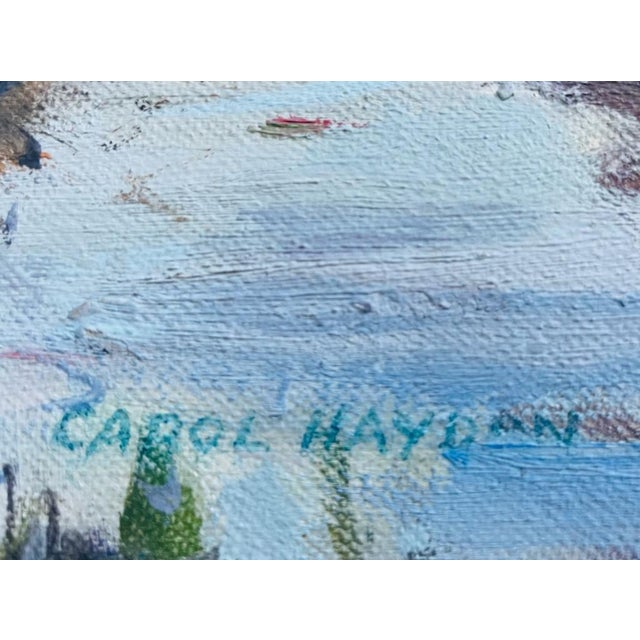 Carol Haydan Coastal Marine Harbor Scene Oil on Canvas Board For Sale - Image 4 of 9