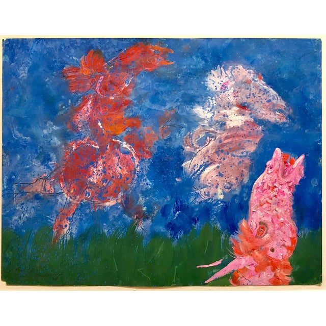 Robert Beauchamp, American Neo Expressionist "Wild Horses" Modernist Oil Painting For Sale