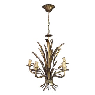 Hollywood Regency Gilt Metal Pendant Light from Hans Kögl, 1970s For Sale