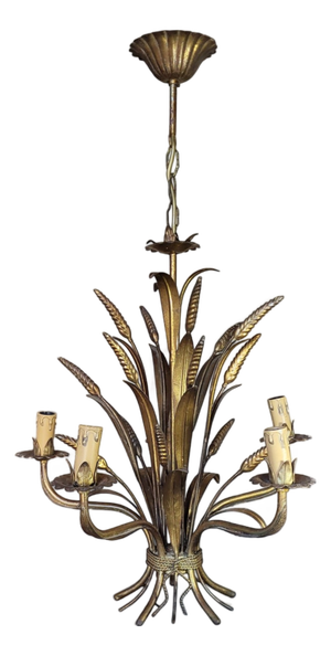 Hollywood Regency Gilt Metal Pendant Light from Hans Kögl, 1970s