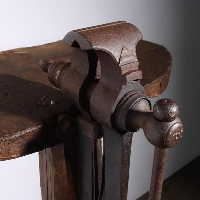 Antique Shelf in Oak and Wrought Iron For Sale - Image 3 of 11