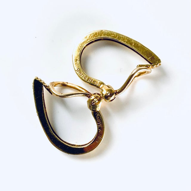 Cartier Cartier Vintage 18 Karat Yellow Gold Diamond 0.90 Inch Hoop Earrings For Sale - Image 4 of 8