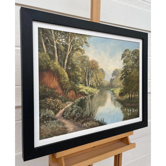 Irish Landscape Art - Vintage Oil Painting of Idyllic River Scene On the Lagan in Ireland by Modern Irish Artist William...