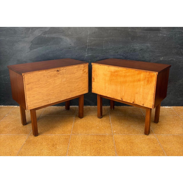 Wood Pair of Scandinavian Mid-Century Modern Nightstands with Two Drawers, 1960s For Sale - Image 7 of 7