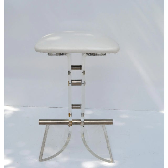Sculptural Lucite & Chrome Bar Stools Mid-Century Modern 1976 For Sale - Image 12 of 13