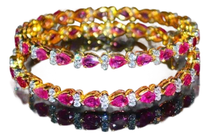 Certified Natural 10.35CTS VS F Diamond Ruby 18K Solid Gold Stackable Single Bangle
